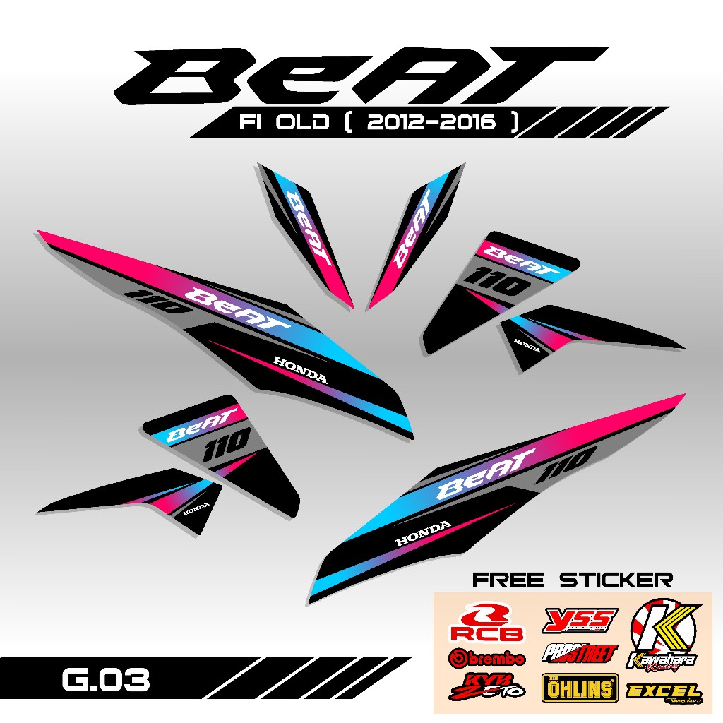 ( COD ) Striping Sticker Beat FI OLD 2012 2013 2014 2015 2016  Motif Desain Vietnam Terlaris Stiker 