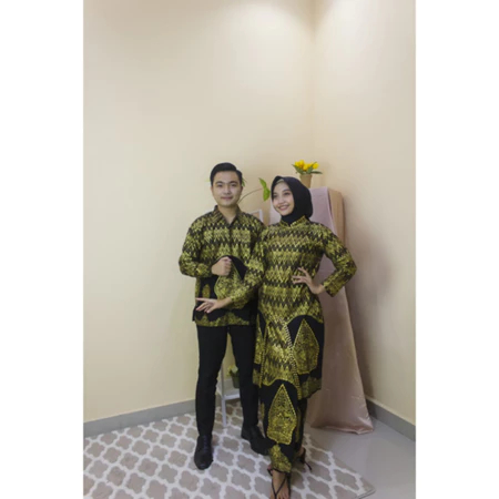 Baju Songket Palembang Couple Anak VR Textile | Set Rok Motif Wayang Hitam 2 TERLARIS