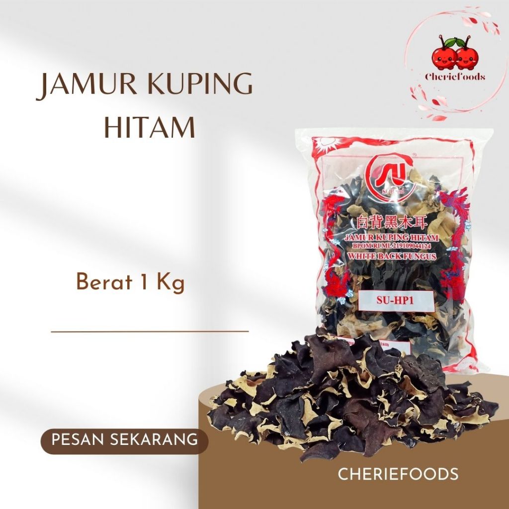 

Jamur Kuping Hitam SUHP SU Brand White Back Fungus 1 Kg