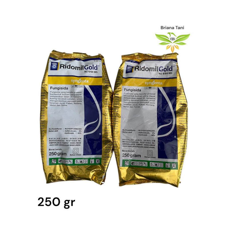 ￼Fungisida Ridomil Gold MZ 4 64 WG 250gr Bahan Aktif Mefenoksam 4%, mankozeb 64% Original Syngenta