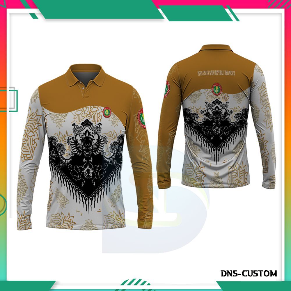 Baju Polo Batik PGRI Pria - Seragam Batik Guru Pendidikan Pria Fullprint