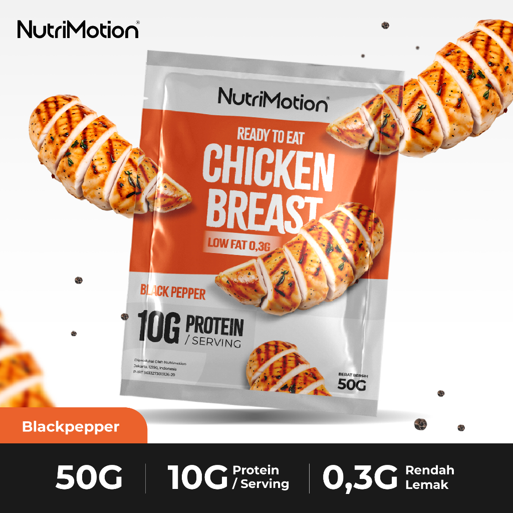 

NutriMotion Ready to Eat Chicken Breast High Protein Low Calorie & Fat (50g) - Black Pepper