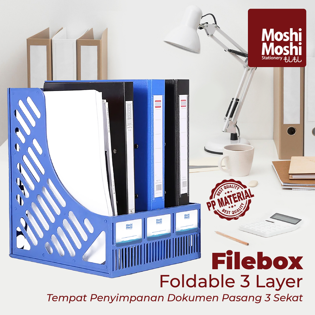 

File Box Foldable 3 Layer Tempat Penyimpanan Dokumen Lipat 3 Sekat