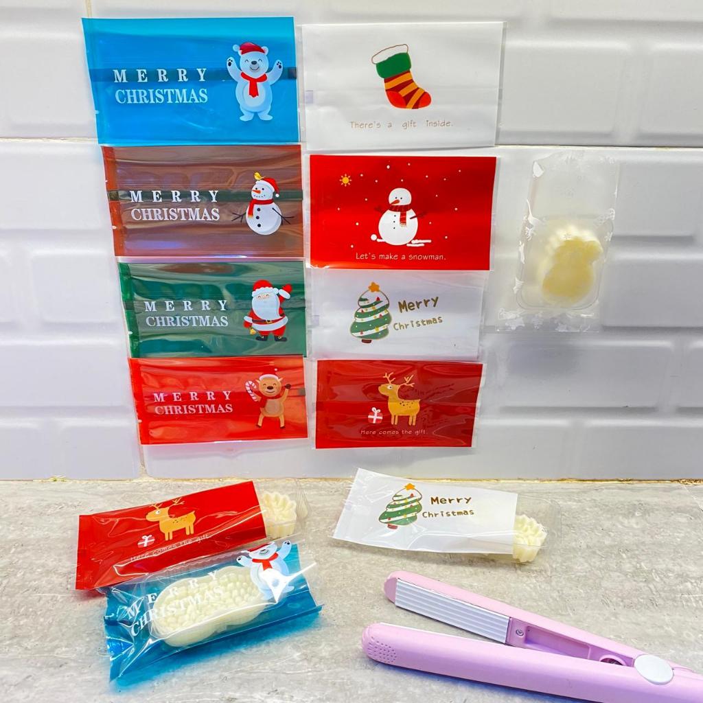 P5 100LEMBAR PLASTIK NASTAR 7X12 CHRISTMAS / PLASTIK SEALER NATAL / PLASTIK BISKUIT CHRISTMAS / HAMP