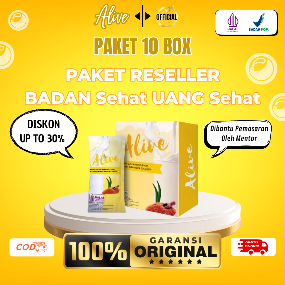 

Alive susu kambing etawa original 100% murni dengan gula aren atasi sesak nafas paket 10 box