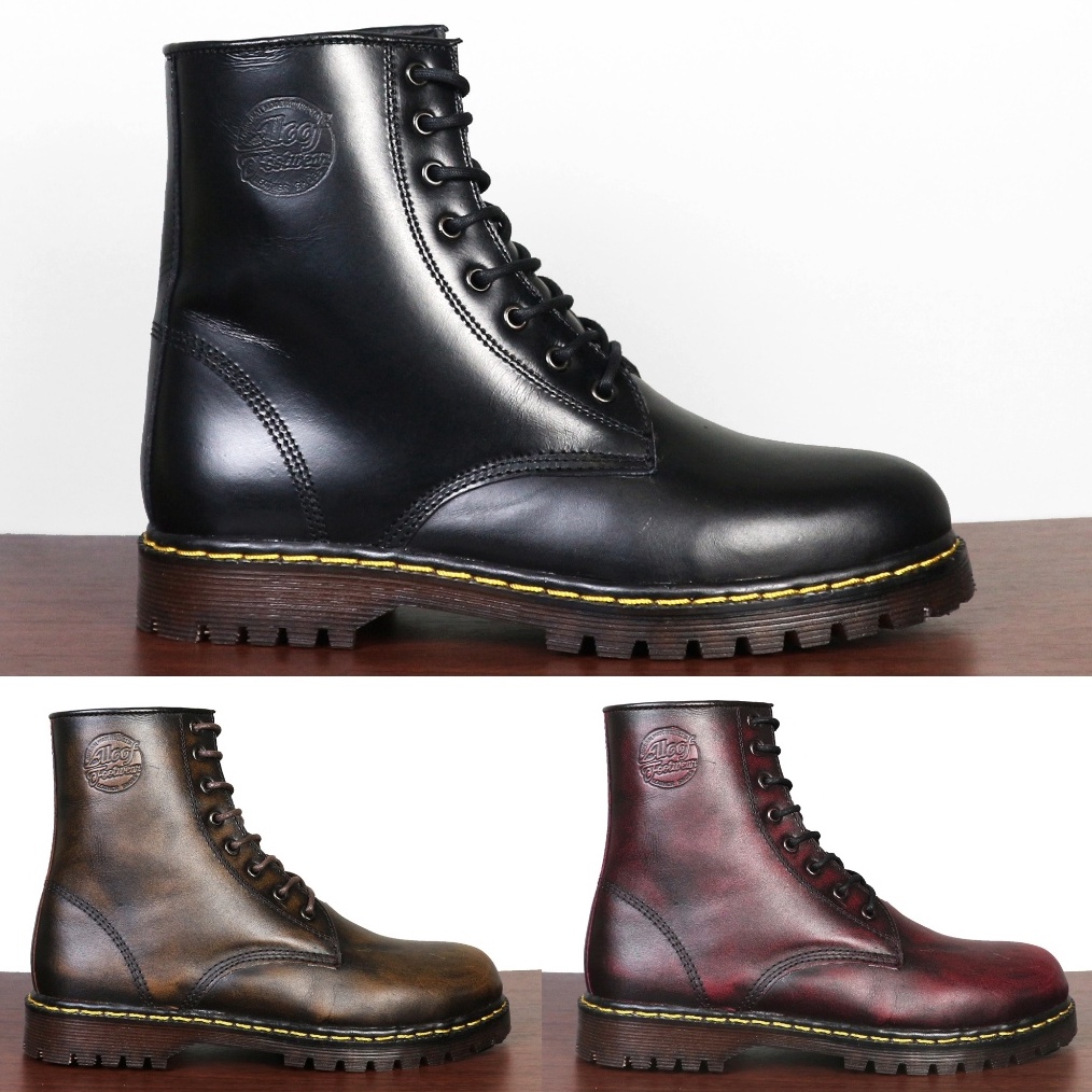 3845 Aloof KABINA  Sepatu Boots Docmart Pria 8 Hole Kulit Asli