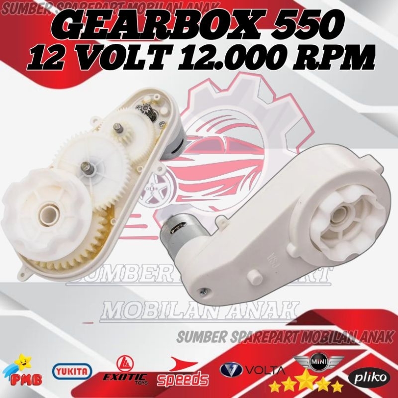 GEARBOX 550 MOBIL MOBILAN AKI ANAK 12VOLT 12.000 RPM PLIKO YUKITA PMB MINI BMW CAR KIDS