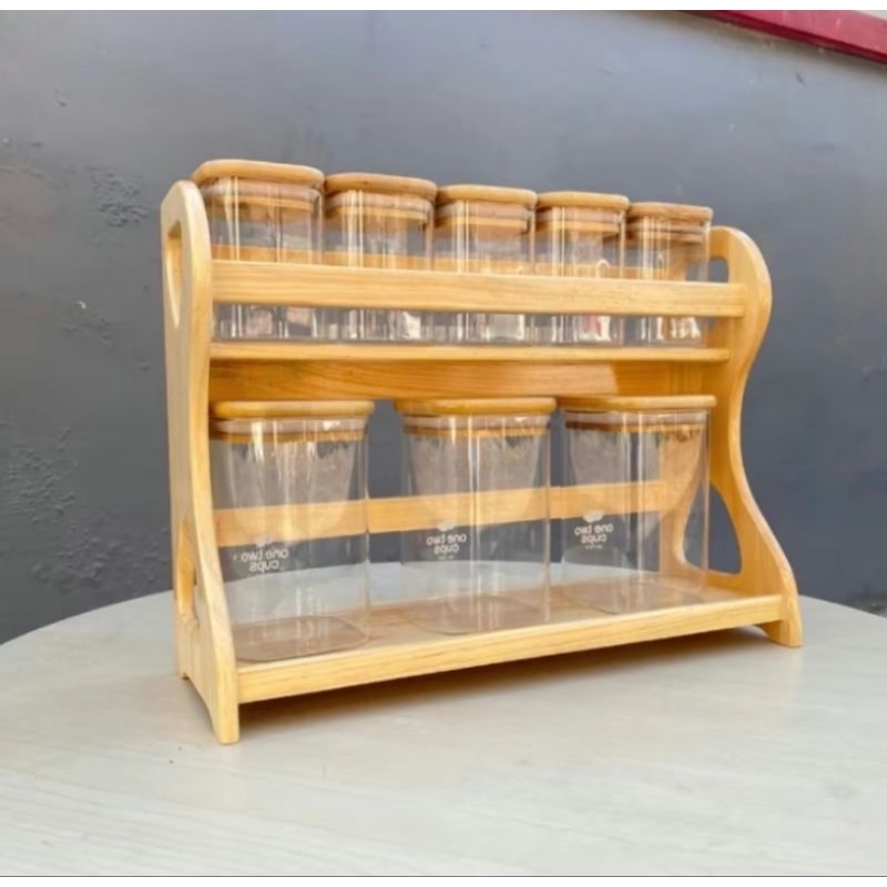 Rak Bumbu Dapur / Rak Bumbu Kayu / Rak Bumbu Susun / Rak Bumbu Dapur Kayu / Rak Bumbu estetik / Rak 
