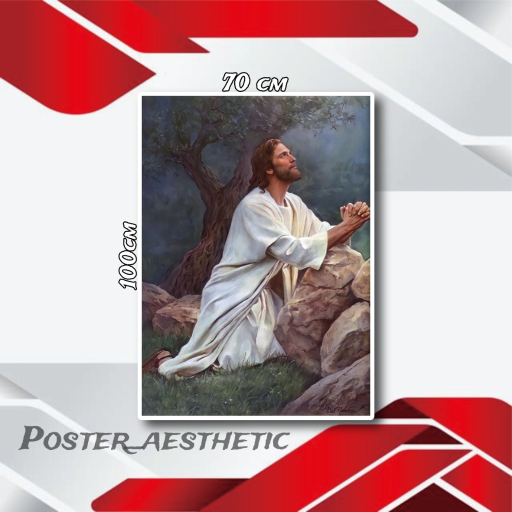 DEKORASI DINDING POSTER JUMBO YESUS UKURAN 70X100CM 100X150CM XTRA JUMBO + BINGKAI