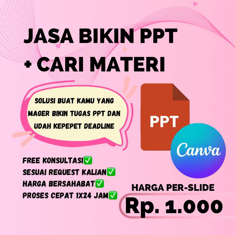 JASA BIKIN PPT + CARI MATERI | JASA BIKIN POWER POINT BISA REQUEST TEMA | JASA CARI MATERI PPT | PRO