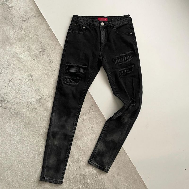 Rucas "Black Caviar Leather" Washed Jeans