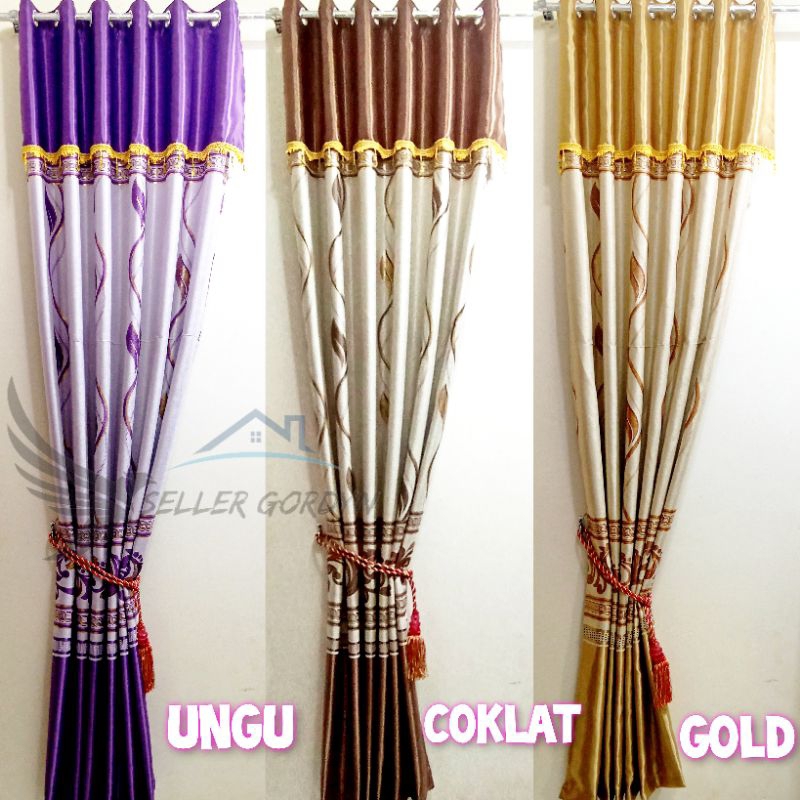 Gorden Pintu Kamar Hordeng Jendela Minimalis Model Poni Tempel Tinggi 230cm