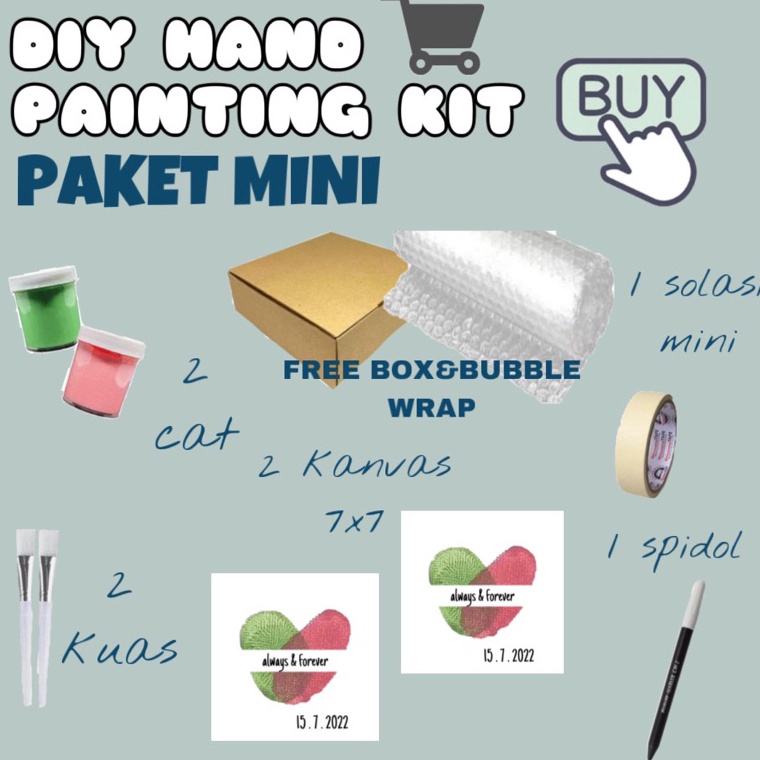 

Super Hadiah free boxPAKET MINI DIY HAND PAINTING KIT CAP TANGAN KANVAS COUPLE