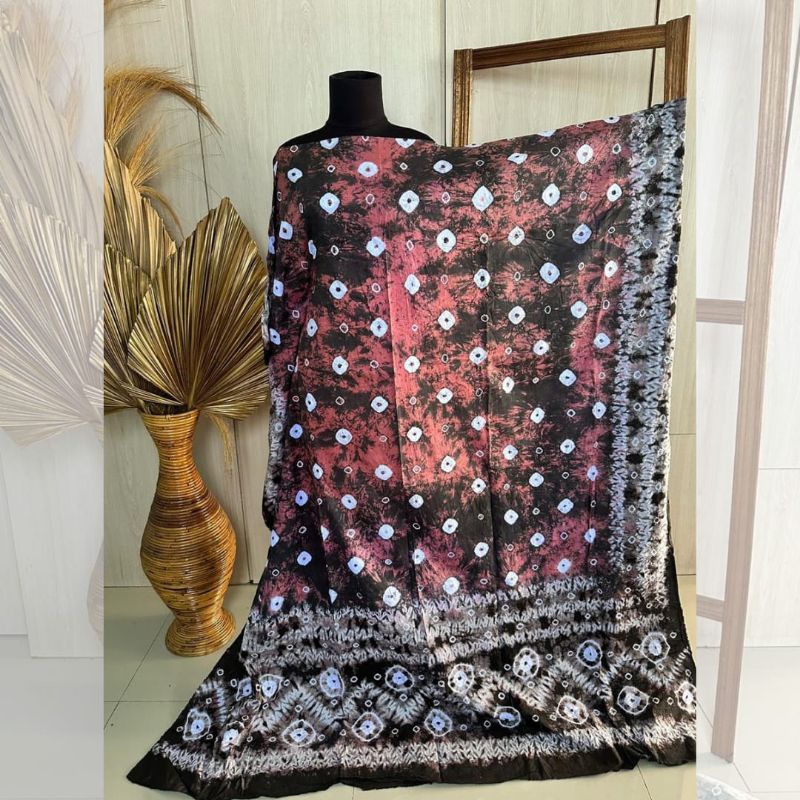 Bahan Kain Jumputan Palembang 3 Meteran Dasar Thai Silk Batik Jemputan Couple Lebar Besar Abu Salem 