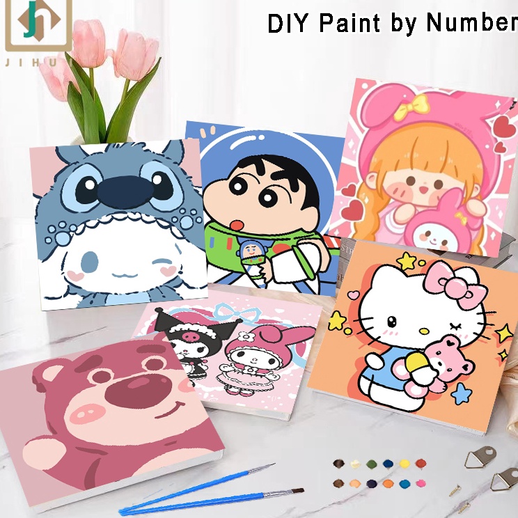 

Serbu Produk JIHUI Paint By Number 2x2 Kartun Sanrio DIY Painting Kit Canvas Paint Set Aesthetic Kanvas Lukis