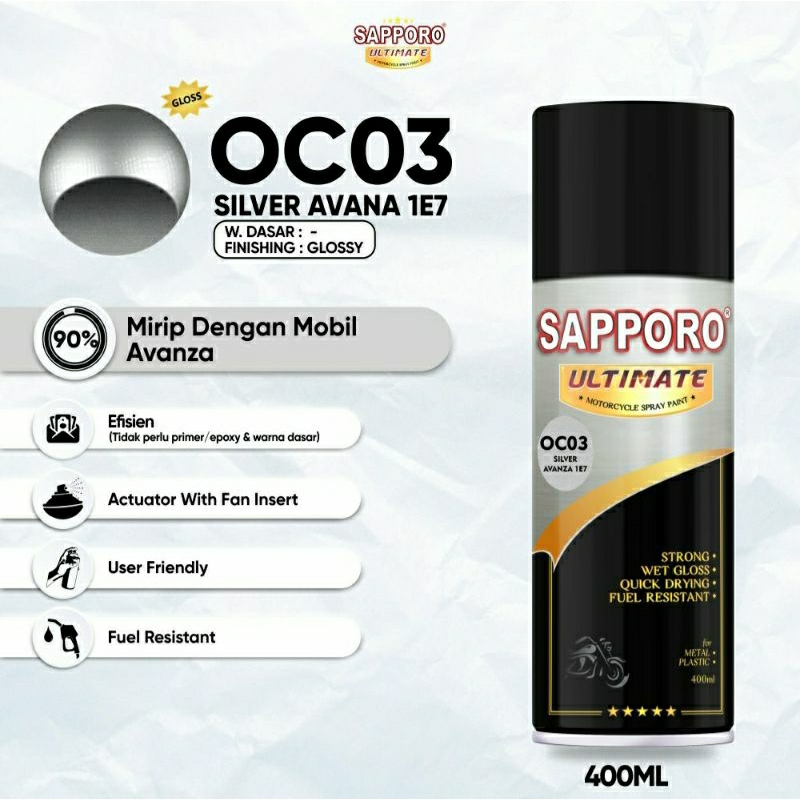 #MAU# Cat Semprot Sapporo Ultimate OC03 Silver Avanza 1E7 400ml Toyota Avanza Cat Spray Duco Sapporo