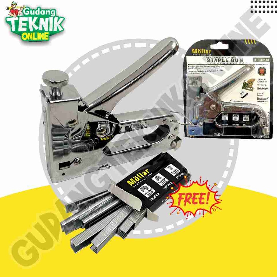 

Diskon Termurah Staples Gun Mollar 3 in 1 Hekter Staples Tembak Jok Paku Tembak Manual Hand Tacker