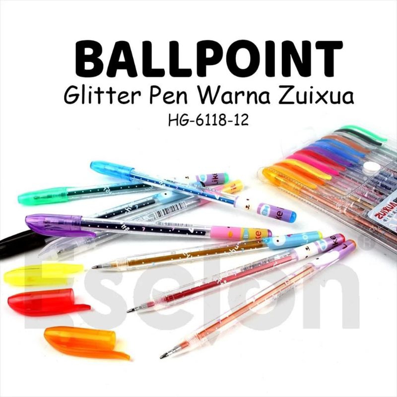 Pulpen Xuizua Gel Glitter (12pcs)|| Bolpoint Glitter