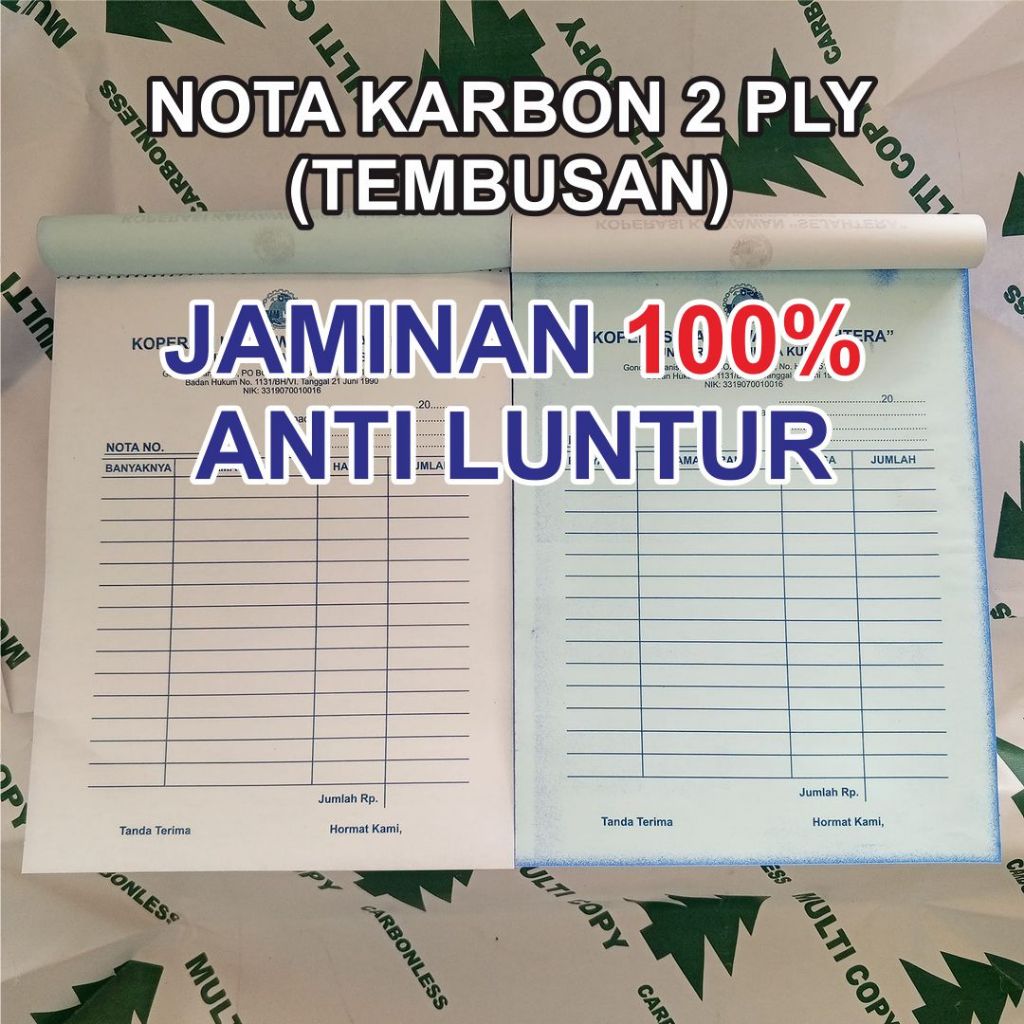 

CETAK 1 RIM NOTA CUSTOM 2 PLY (TEMBUSAN) UNTUK TOKO, NOTA OLSHOP DLL