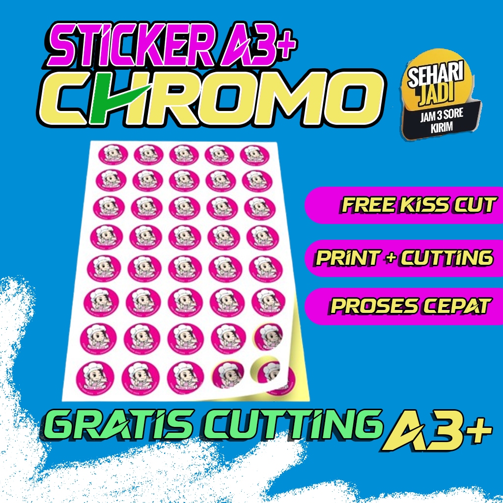 

CETAK STIKER CROMOA3+ (Print + Cutting) | LABEL KEMASAN