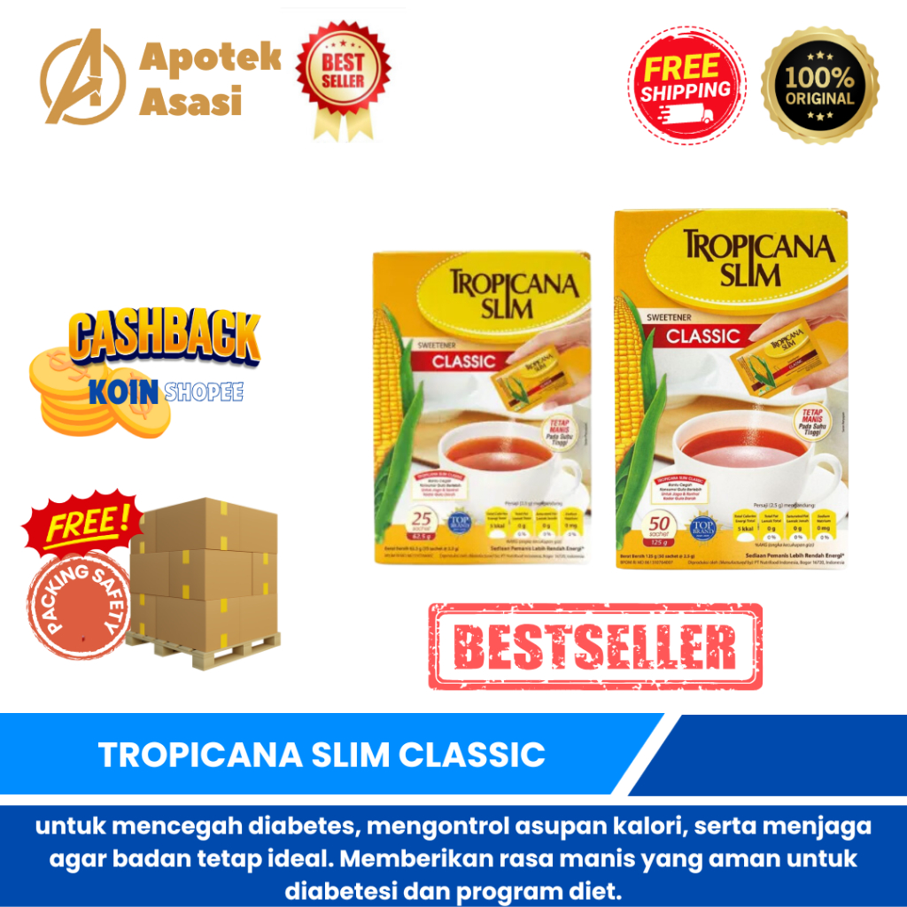 

TROPICANA SLIM CLASSIC BOX ISI 25 SACHET DAN 50 SACHET