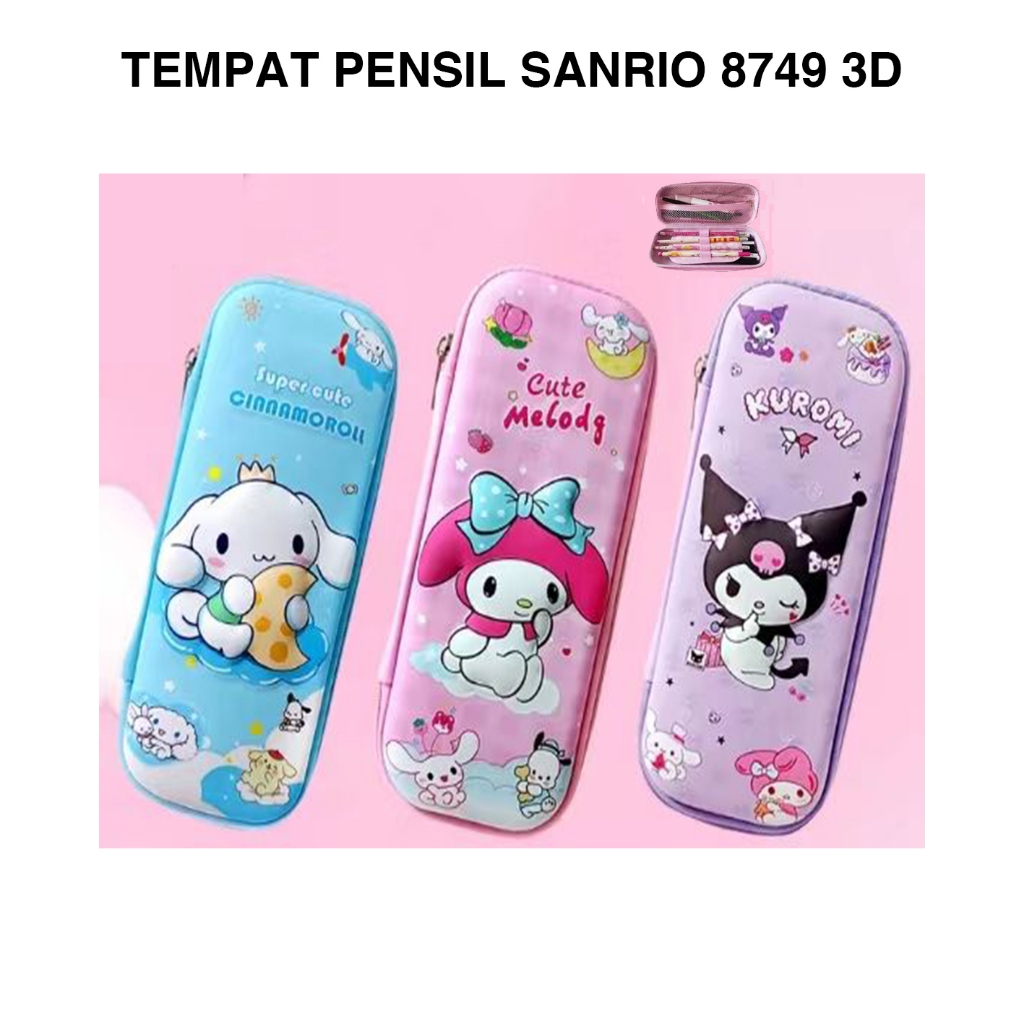 

Tempat Pensil Anak 8749 Motif My Melody Cinnamoroll Kuromi Hardcase Pencil Case