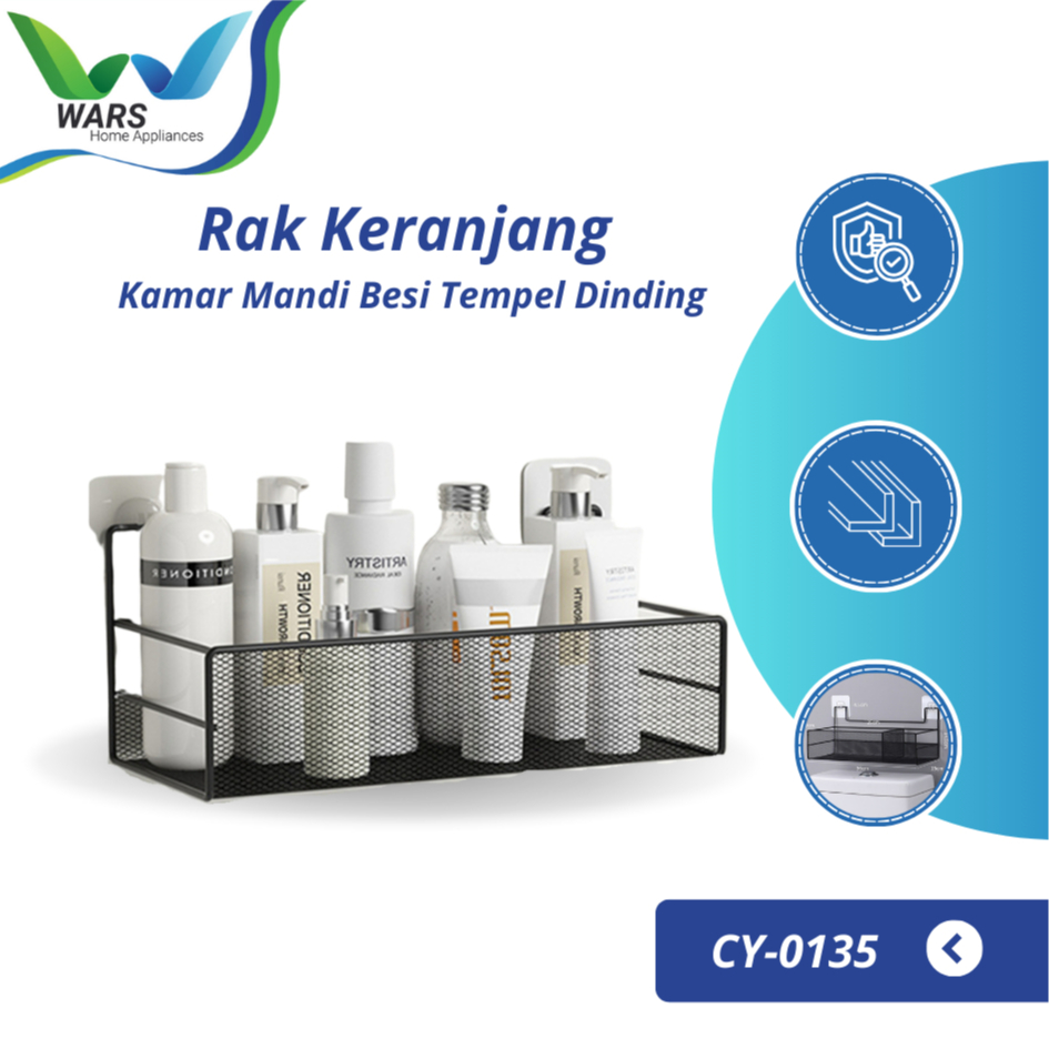 WARS Rak Keranjang Kamar Mandi Besi Tempel Dinding Tempat Penyimpanan Sabun Skincare