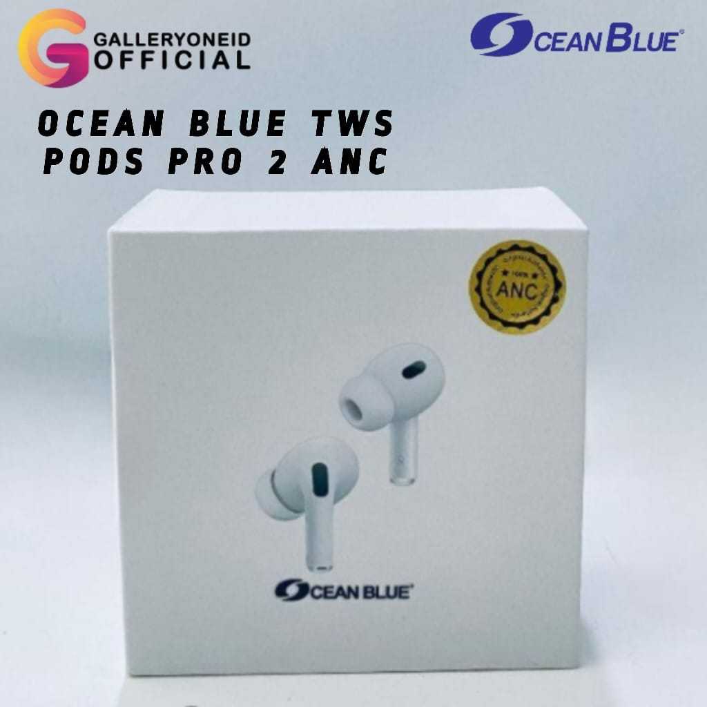 Earphone Headset Bluetooth TWS Pods Pro 2 ANC Oceanblue Wireless iOs Android TWS Super Bass