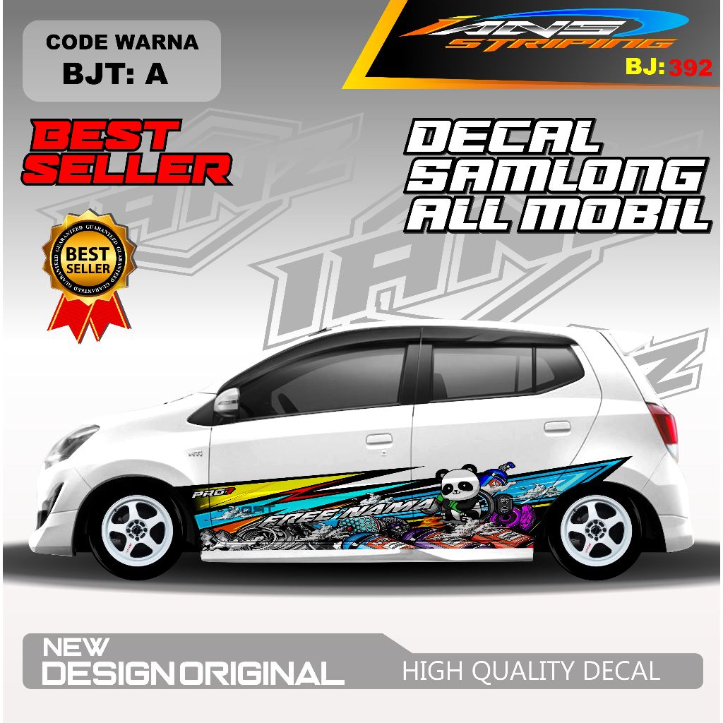 BJT 392 - DECAL CUSTOM STIKER THAILOOK ANIMASI PANDA UNTUK SEMUA JENIS MOBIL