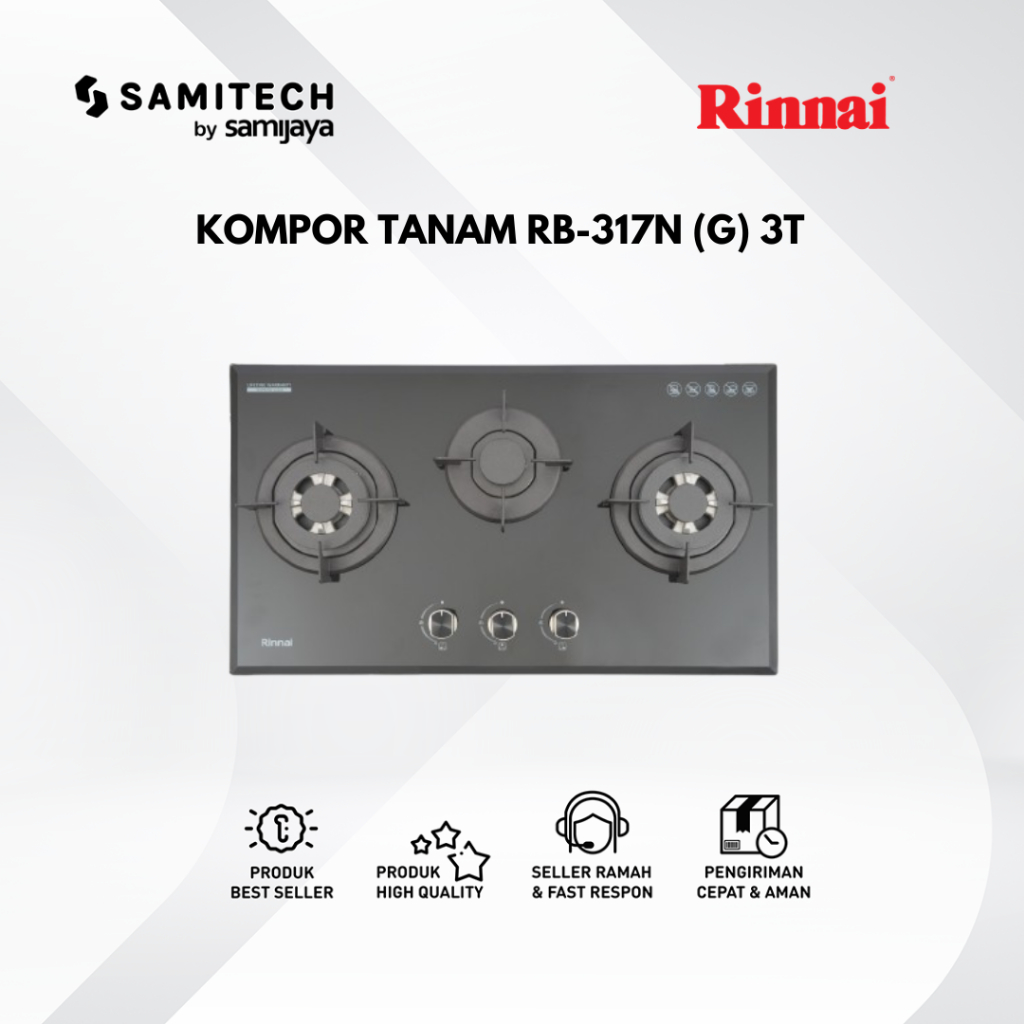 KOMPOR TANAM 3T RINNAI RB-317N(B) RB 317N GB 3 TUNGKU BERGARANSI RESMI