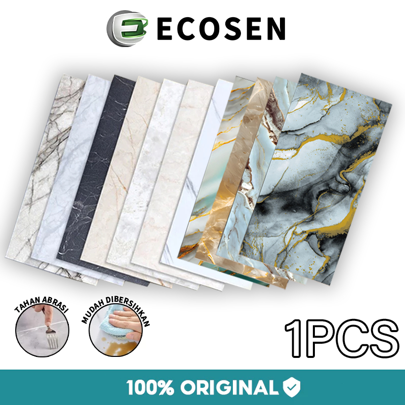 ECOSEN- Wallpaper dinding Vinyl Marble Motif Kayu Vinyl Marbel Granit  Stiker Lemari Cabinet Marbel