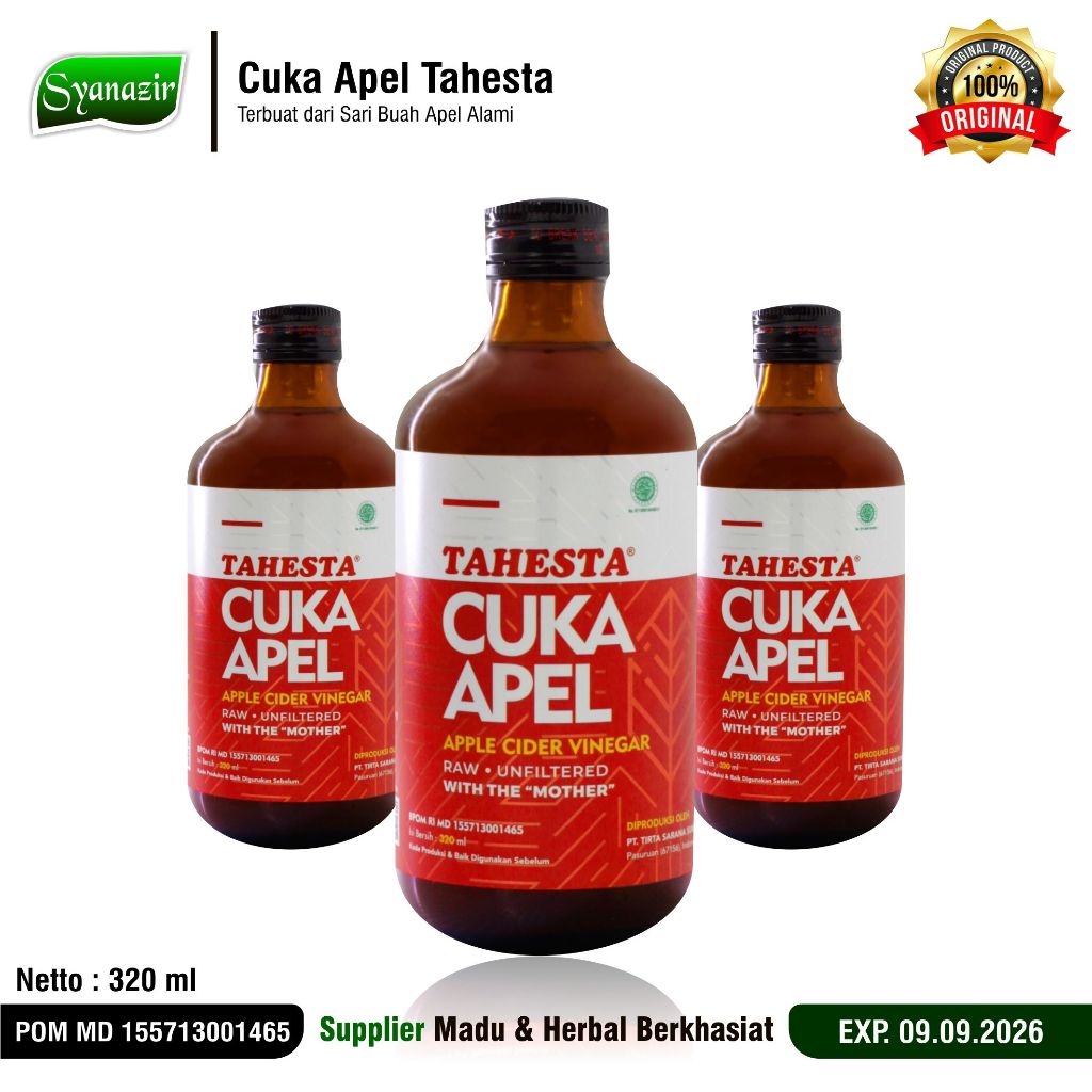 

TAHESTA Cuka Apel 320 ml - Minuman Sari Apel Alami