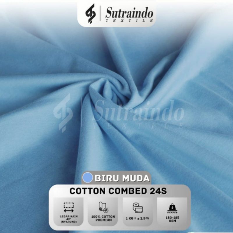 KAIN COTTON COMBED 24S (BIRU MUDA) PER 0.5 KG
