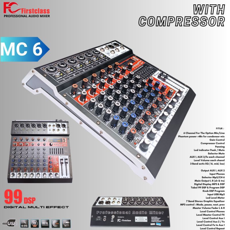 MIXER FIRSTCLASS MC 6 99DSP DIGITAL MUSIC EFFECT