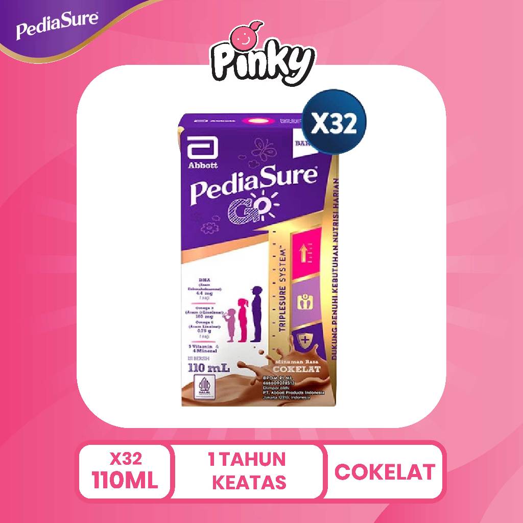 

PediaSure Go Cokelat (1-10th) - Nutrisi UHT - 32x110ml Pinky Kids Store