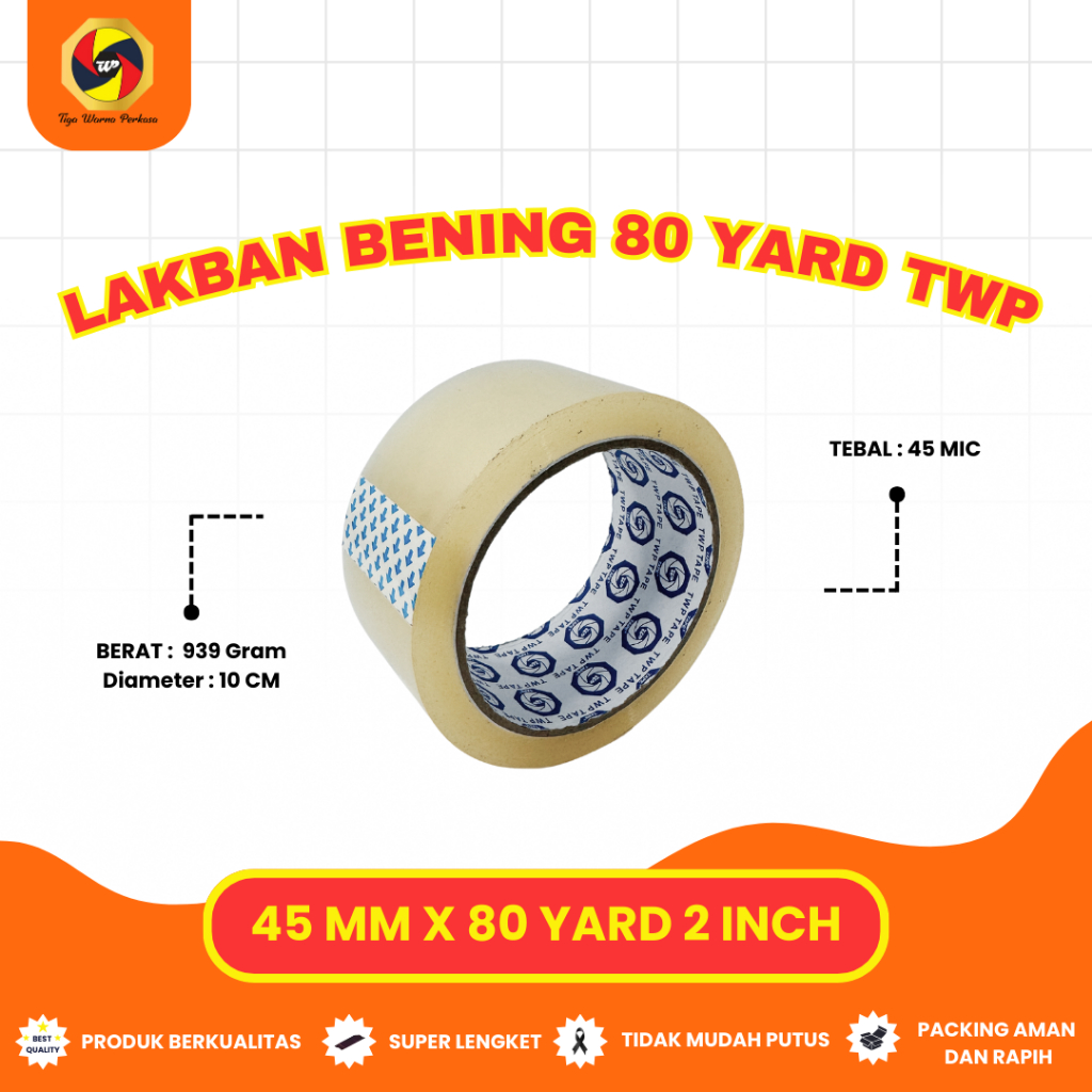 

Lakban Bening 80 Yard 1 Pcs - TWP TAPE