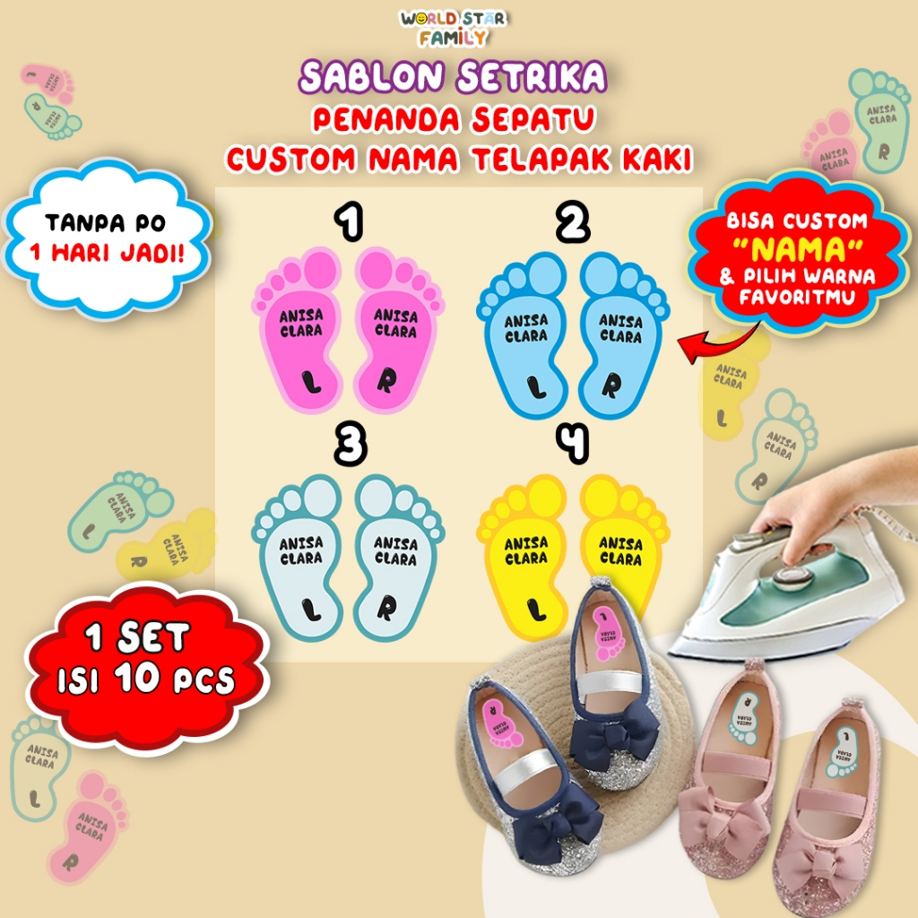 

WSF insole alas sepatu Kanan dan Kiri Label Insole Animal Lucu Insole sepatu anak Label Nama sepatu insole Custom