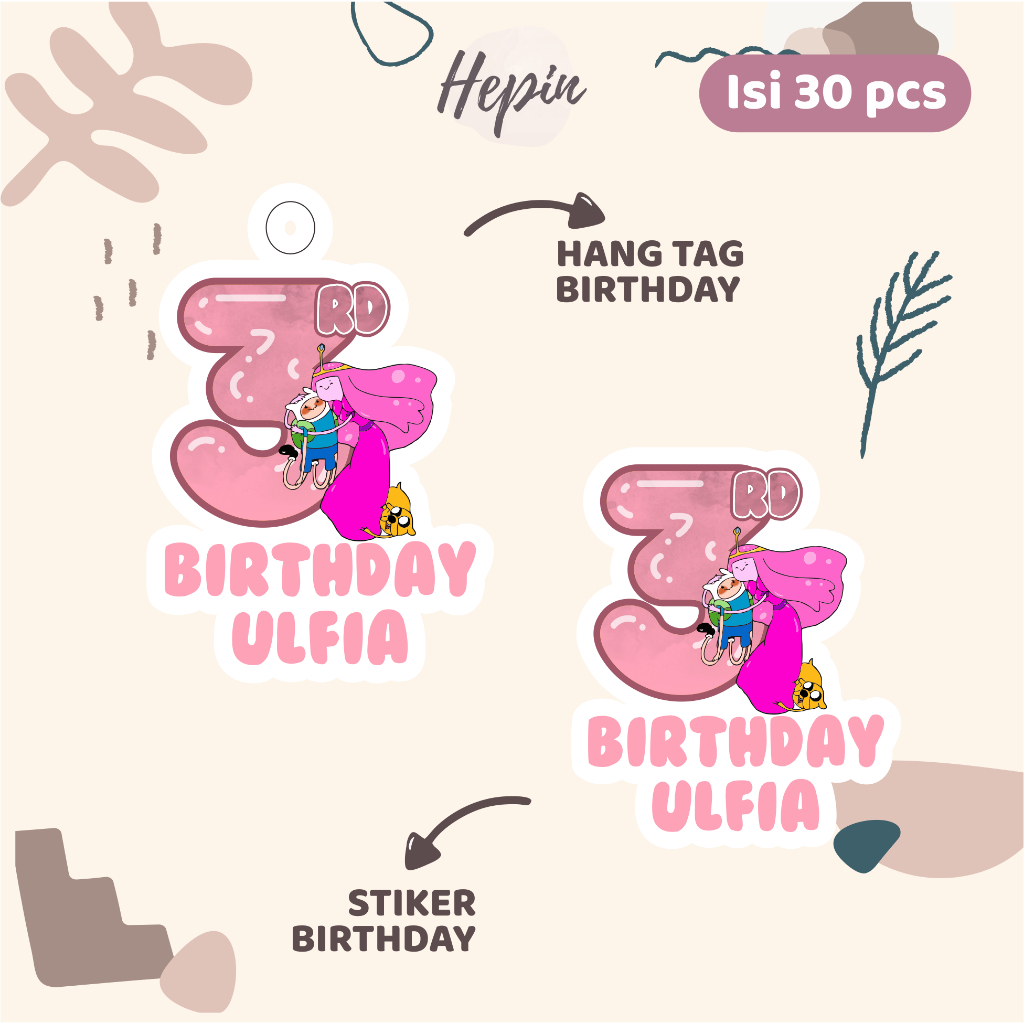 

(30pcs) Hang tag & stiker ulang tahun Tema ADVENTURE TIME /murah/lucu /label tag ulang tahun murah/hang tag ulang tahun/tag souvenir ulang tahun/stiker nama ualang tahun/diecut stiker&t ag