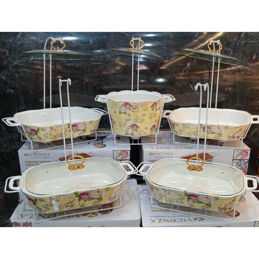 Basi Set / Prasmanan Vicenza 4+1 tutup gantung motif Mawar