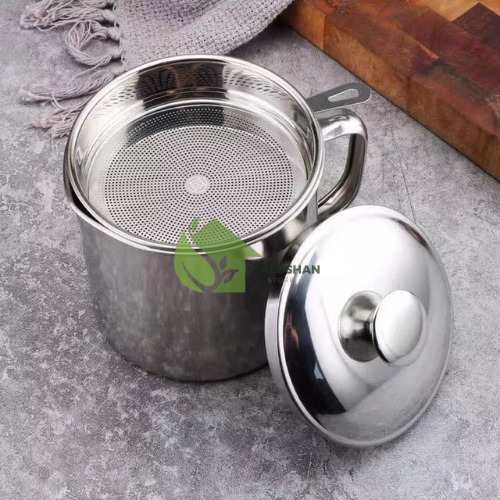 Oil Pot Kotak Tempat Wadah Saringan Stainles Filter Alat Penyaring Minyak Goreng Food Grade
