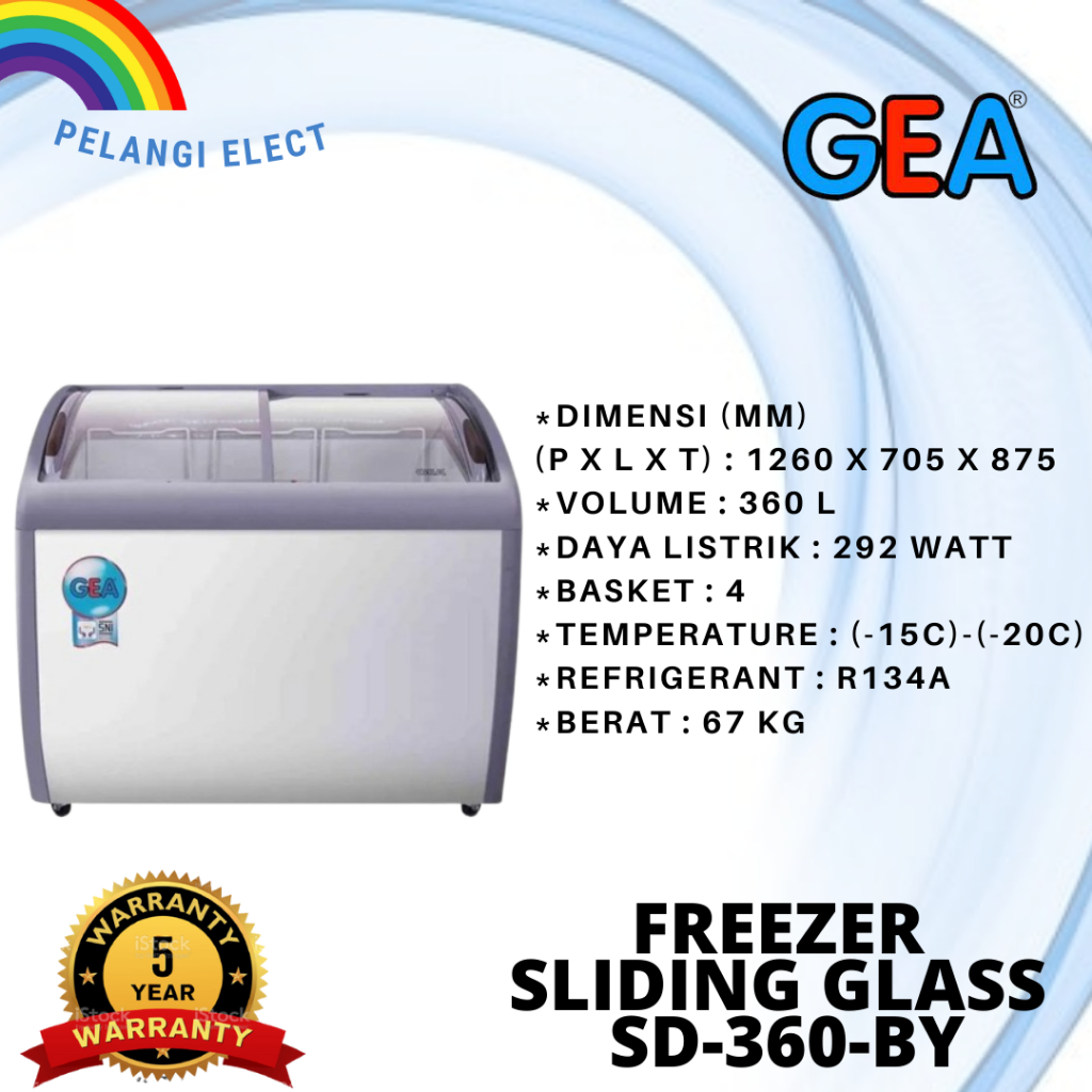 SD-360BY GEA SLIDING CURVE GLASS FREEZER SD360BY NEW
