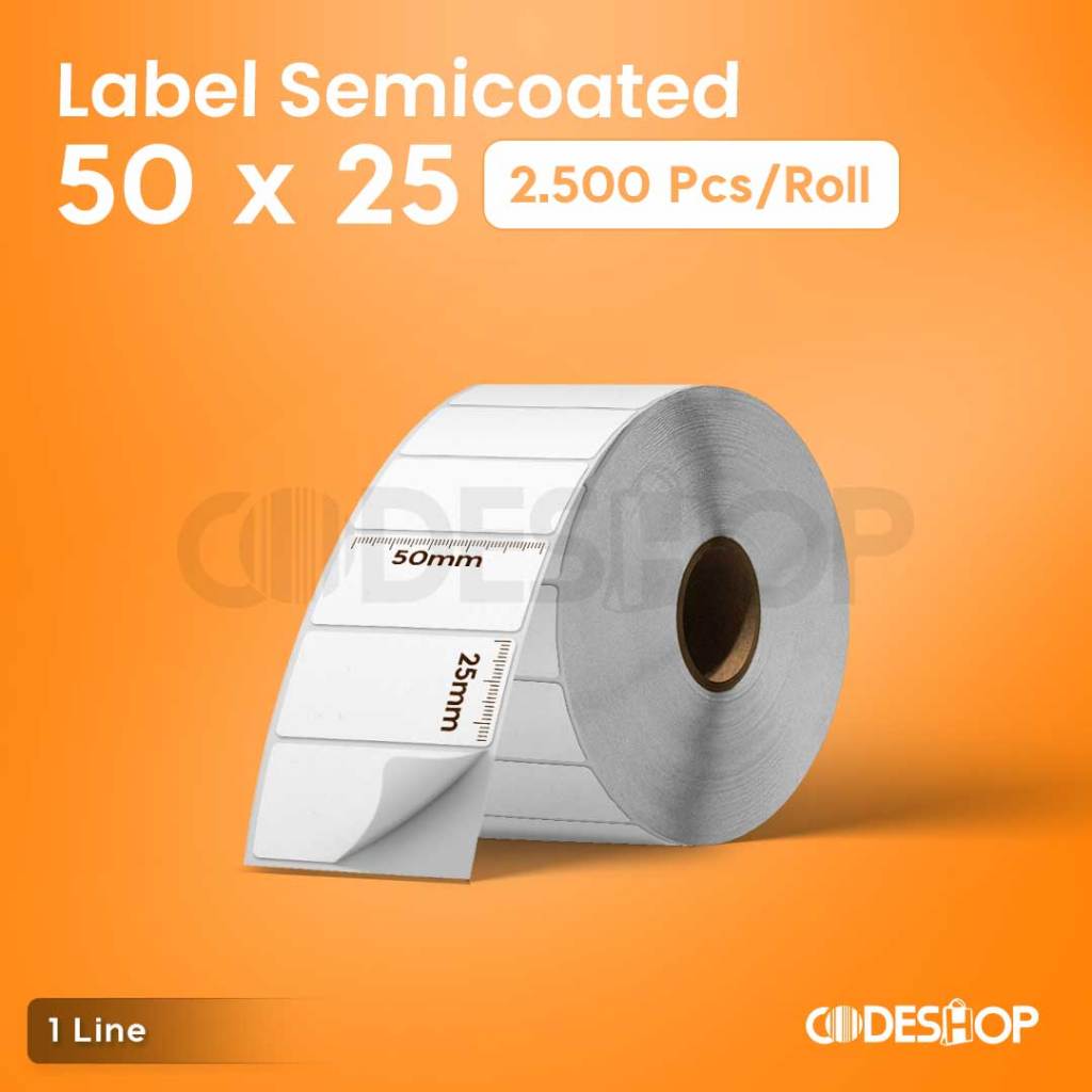 

Stiker Label 50 x 25 mm Semicoated 50x25 1 Line 2500 Pcs Perforasi