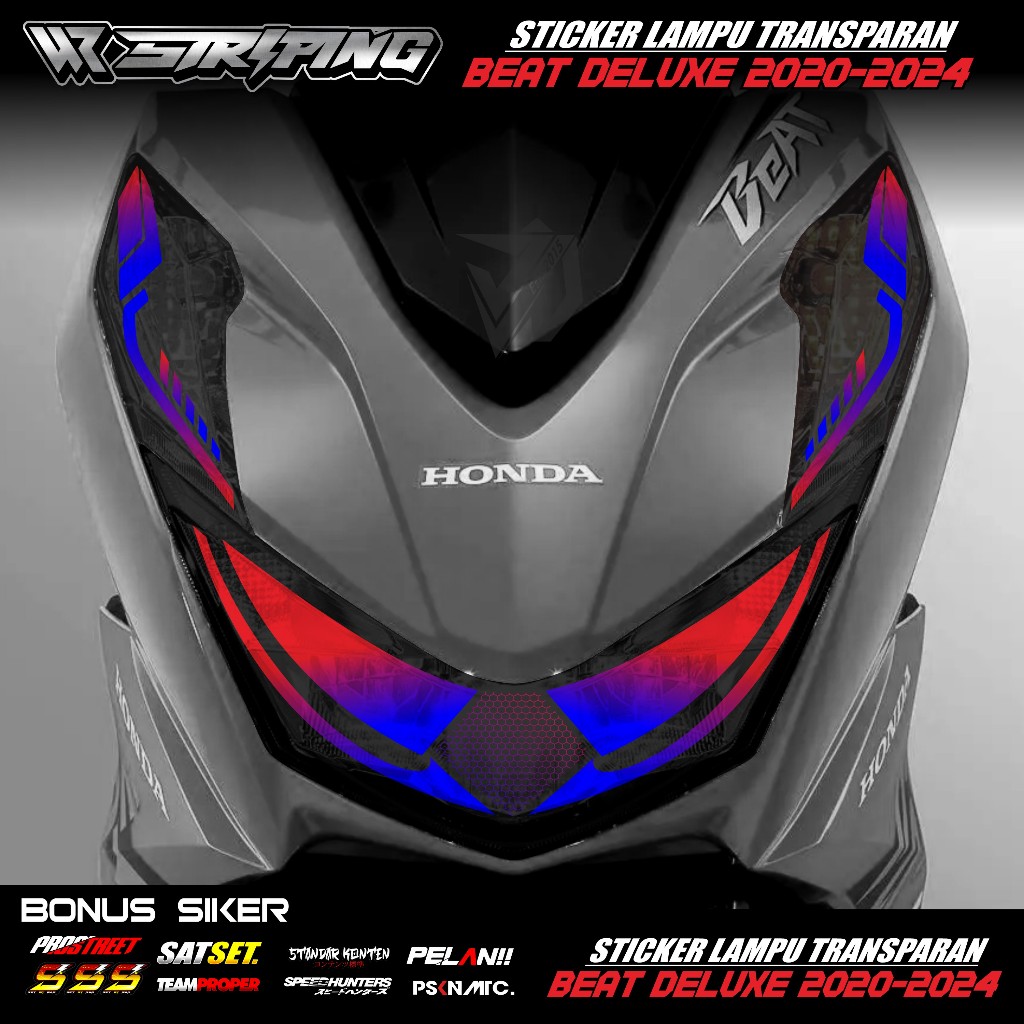 Sticker Lampu Motor Beat New 2020 2021 2022 2023 -Sticker Alis Depan Lampu Beat Deluxe New WR 03