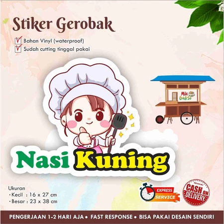 

STIKER KACA GEROBAK VINYL NASI KUNING / LABEL MAKANAN