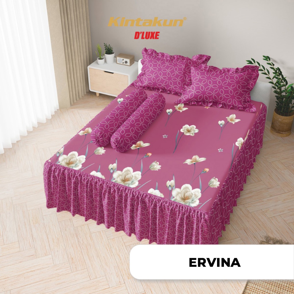 Kintakun Sprei Set Rumbai Bantal 4 Queen Double 160 x 200 DLUXE Microfiber T39 B4 Multivarian