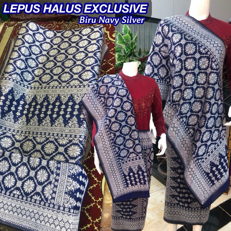 Songket Lepus Halus Exclusive warna Biru Silver  /songket tenun asli palembang /ilham songket palemb