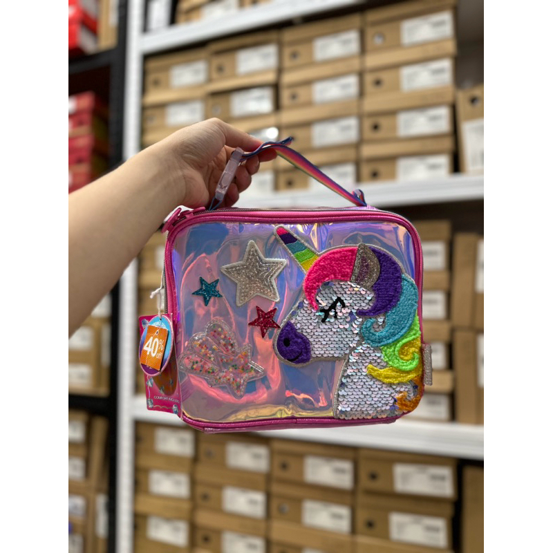 TAS BEKAL LUNCH BAG SKECHERS UNICORN PINK 100% ORIGINAL