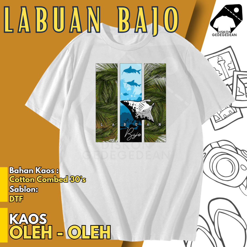 Diskongedegedean Kaos Souvenir Labuan Bajo Baju Tshirt Oleh Oleh Kota Indonesia Labuan Bajo Dewasa A
