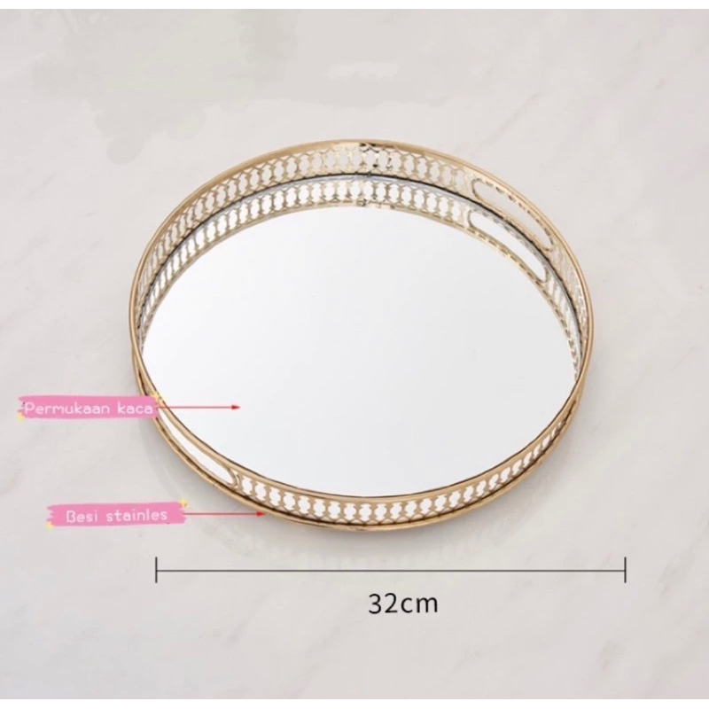 nampan dior gold / tray gold / nampan gold kaca/ nampan seserahan / baki hantaran COD