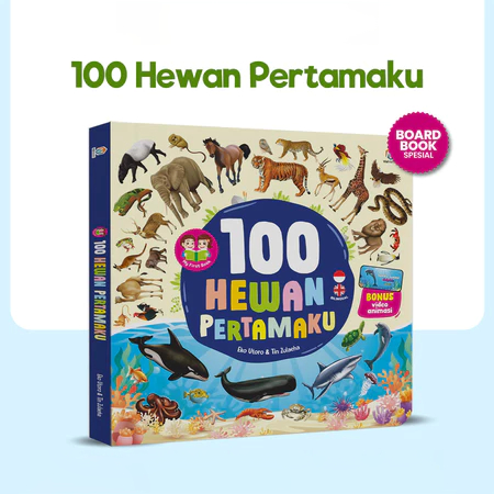 (Ziyadbooks) - Boardbook Buku Anak 1 Tahun - 100 Hewan Pertamaku